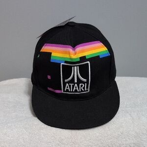 NWT ATARI Black Cap Snapback with Colorful Stripe